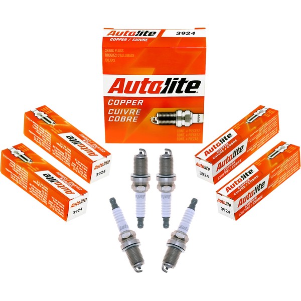 Autolite 3924 Copper Resistor Automotive Replacement Spark Plugs (4 Pack)