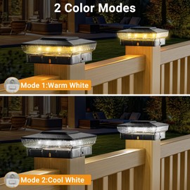btfarm 4x4 Solar Post Cap Lights Outdoor, 2 Modes 16 LED Fence Deck Post Lights, 4 Pack Waterproof Black Solar Powered Lighting Outside Fit 4x4 3.5x3.5 Wooden/Vinyl for Porch Patio Garden