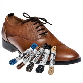 Birch 3/32”(2.4 mm) Thin Premium Round Waxed Dress Shoelaces (30" (76 cm) - M, LIGHT BROWN)