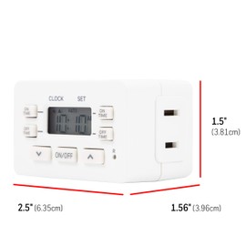 UltraPro Indoor Digital Plug-In Bar Timer, 1 Polarized Outlet, 2 ON/OFF Options, 24-Hour Cycle, Override Switch, Ideal for Lamps, Seasonal Lighting, Small Appliances, LED, 45959