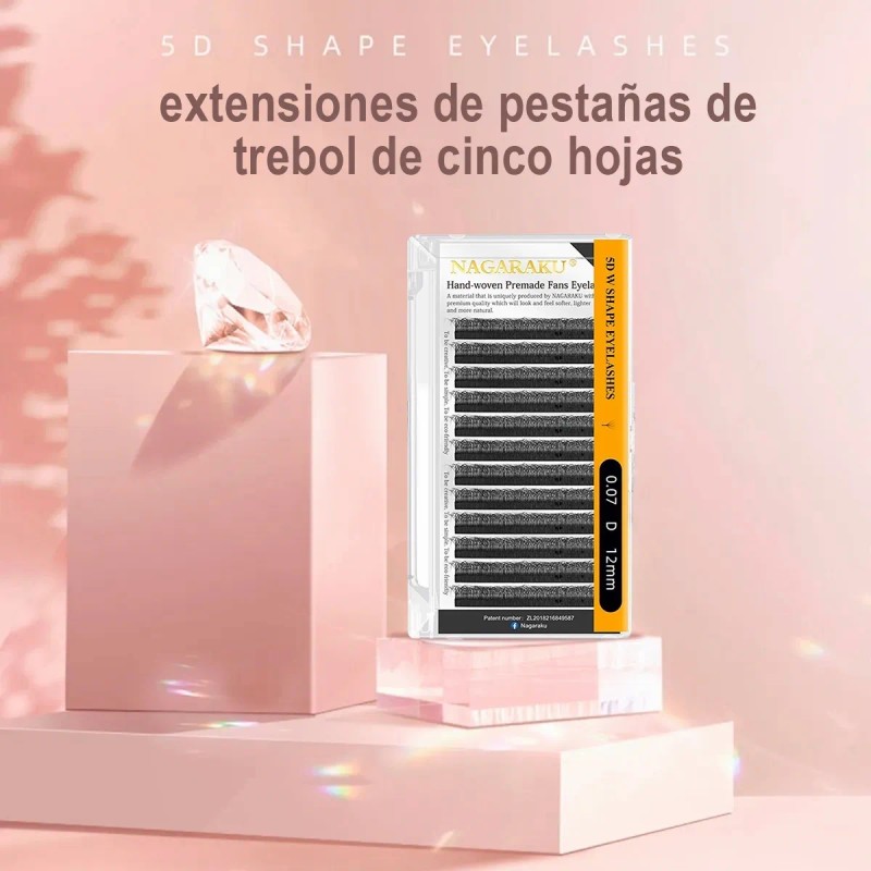Nagaraku Extensiones De Pestañas 5d W Shape 8-15mm Mix