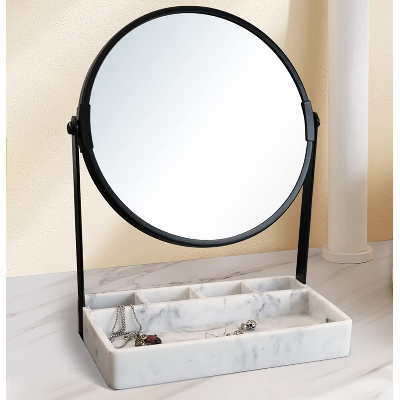 Artfrog Vanity Mirror with Marble Tray, Makeup Mirror with Tray,Table