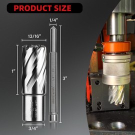 ANGELSWORD HSS Annular Cutter Diameter 13/16", Cutting Depth 1" High Speed Steel, Mag Drill Bits Kit for Magnetic Drill Press, with One 1/4"*3" Pilot Pin