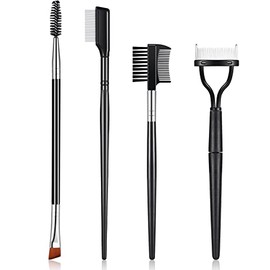 4 piezas de peine separador de pestañas, cepillo de pestañas de metal, cepillo de cejas de acero, peine plegable de metal, cepillo de pestañas para...