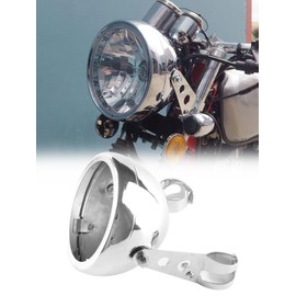 Largoods 5.75" Motorcycle Headlamp Shell Round LED Headlight Housing Bucket 5.75" Headlight Cover for Harley Davidson Motorcycle Hardware Refurbishment 1pc Silver..