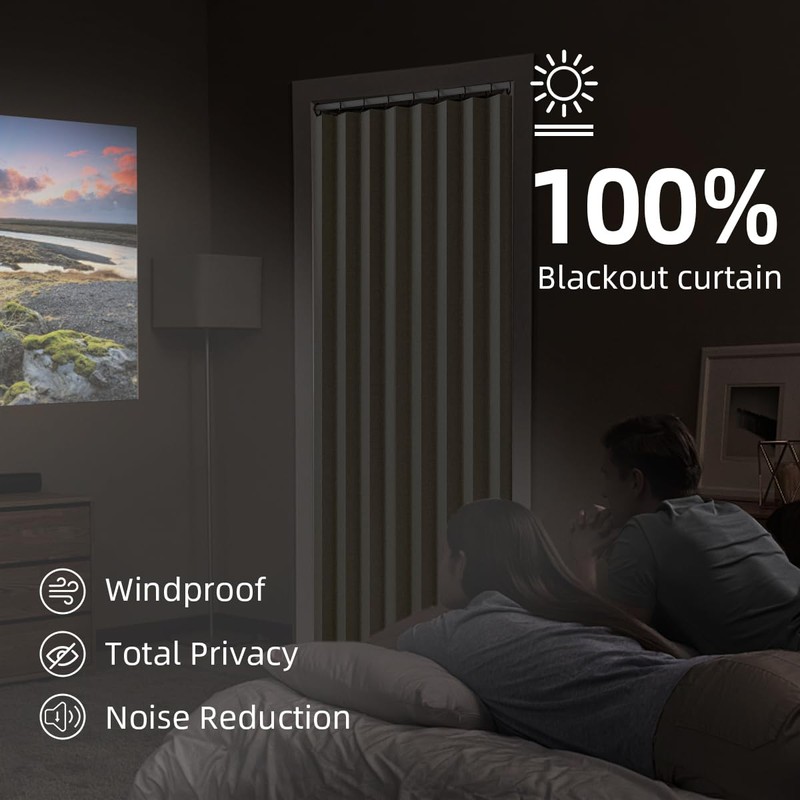 Treatmentex Folding Grey 100% Full Blackout Pleated Curtains with Hooks