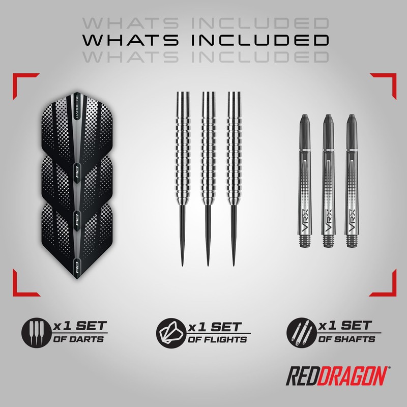 RED DRAGON Rebel 24g - Tungsten Darts Set with Flights