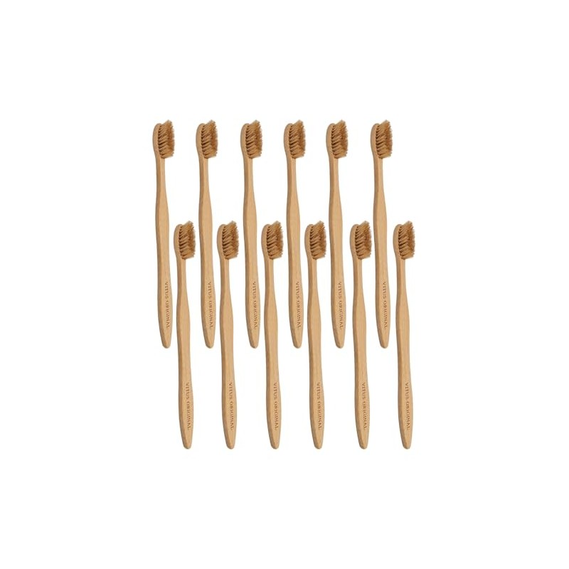 All Plastic-Free Bamboo Toothbrushes with Hog Bristles / Natural Bristles