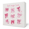 Nvotell Pink Coquette Bow Christian Wooden Box Sign, God Says