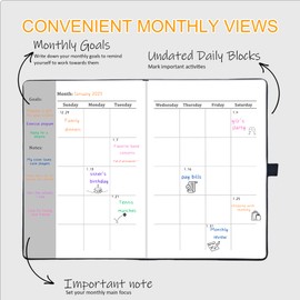 YOJO 2025 planner, Daily Weekly and Monthly Planner 2025, 53 weekly to do list planner with goal & habit tracker journal, Undated Planner, A5 weekly planner for work school academic (Black)