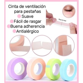 8 Cintas de Extensión De Pestañas de Micropore,Papel,Cinta de tela de pestañas producto transpirable de micropore, herramienta de pestañas, colores, no lastima, parche