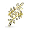 Bungsa Ear Cuff Crystal Leaves Stud Earrings Silver for Women