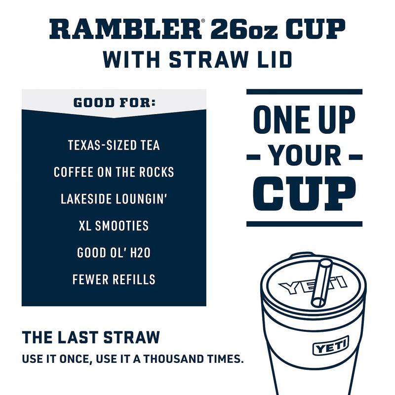 YETI Rambler 26 oz Straw Cup, Vacuum Insulated, Stainless Steel