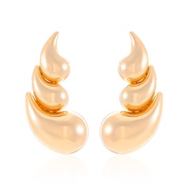 YISXVD Chunky Waterdrop Petal Flower Stud Earrings for Women Geometric Teardrop Dangle Earrings Trendy Statement Earrings Jewelry, Large, Metal, No Gemstone