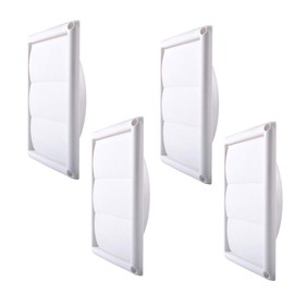 Dryer Vent Cover Outdoor, 6 Inches Louvered Dryer Vent Cover with Built-in Pest Guard Screen（White）