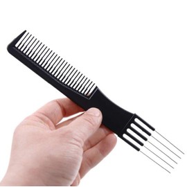 4PCS Double End Comb Carbon Lift Teasing Combs with Metal Prong Fork Combs for Women Men Professional Hair Styling Comb