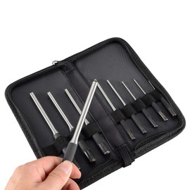 Best Roll Pin Punch Tool Set in Zippered Organizer Carry Case (9 Pieces) by BOOSTEADY