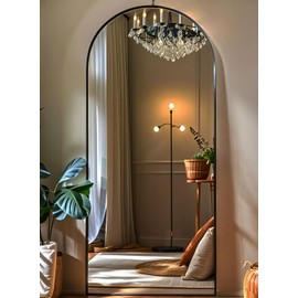 KOMCOTE Arch Mirror Full Length, Floor Length Mirror, Arched Floor Mirror, 71"x27" Wall Mirror Full Length, Black Floor Mirror, Bedroom Mirror Full Length, Stand up Mirror for Living Room, Black