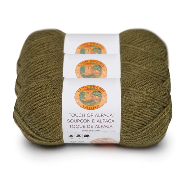 (3 Pack) Lion Brand Yarn Touch of Alpaca Yarn, Olive