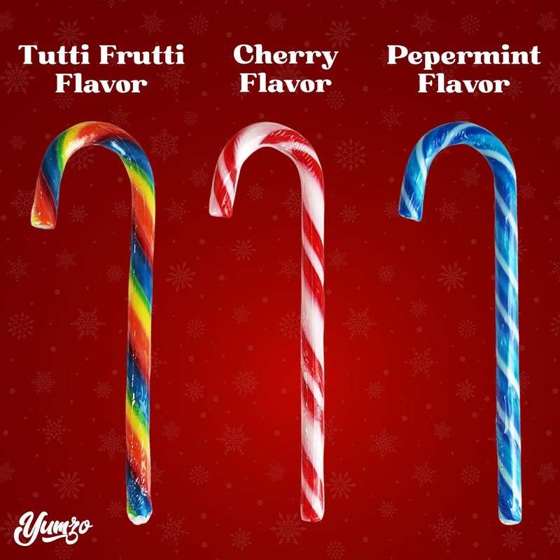 Christmas Candy Canes Tutti Frutti, Blue/White Peppermint, Red and White