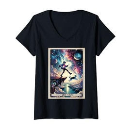 Womens Tarot Cards With Meanings On Them The Fool V-Neck T-Shirt