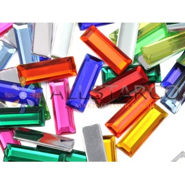 22x7mm Flat Back Baguette Acrylic Jewels High Quality Pro Grade - 40 Pieces Topaz .TZ