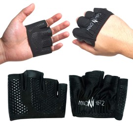 Weightlifting Crossfit Workout Gloves Bones Guard Gym Bare Hand Grip Xesari Cross Training Rowing Powerlifting Pull Up Unisex (Black, L)