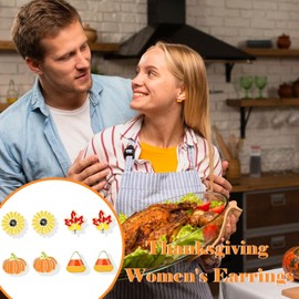 4-10 Pairs Thanksgiving Earrings for Womens Fall Stud Earrings