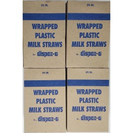 Dispoz-o Dispoz Wrapped Plastic Milk Straws 5/3/4in 4 Boxes Of 500 Total 2000