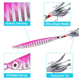 Gag Fishing Lures Set Sequin, 6PCS Metal Fishing Lure with Hard Bait Shiny Great for Predators, Great Action Micro Jigs to Catching More Fish, Durable and Well-Made.