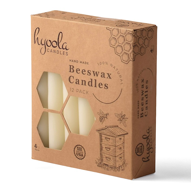 Hyoola 6" Beeswax Taper Candles 12 Pack - Handmade, All
