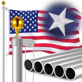 Super Thick Flag Pole Kit, 20 FT 12 Gauge Aluminum flagpoles for outside house, Heavy Duty flag pole with Embroidered American Flag and All Metal Hardware,100MPH Wind Tested