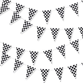 60m PE Black and White Checkered Racing Flag F1 Racing String Flag Triangle Flag for Ceremonial Event