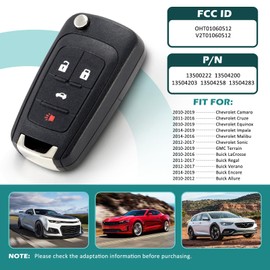HelloAuto Key Fob Replacement Fits for Chevy Camaro Cruze Equinox 2010-2019, Key Fob for Impala Malibu Sonic Buick Regal Verano Encore Allure Lacrosse GMC Terrain (IC ID: 5461A-01060512)