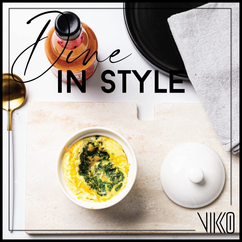 Vikko Soup Crocks With Lids, 10 Ounce Modern White Soup