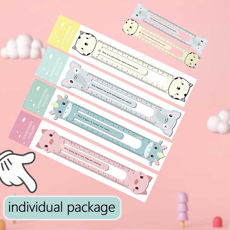 Pack of 6 Rulers 15 cm Children's Flexible/Animals Cartoon Ruler