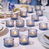 24 Pack Blue Tealight Candle Holders, Glass Votive Candle Holders