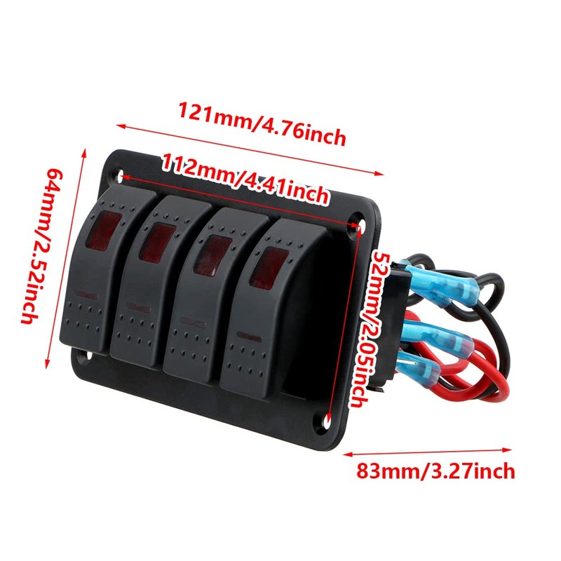 Baceyong 12V/24V 240W Car Rocker Switch Panel RV Yacht Modified