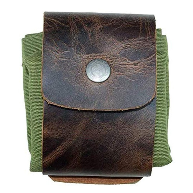 Leather and Canvas Bushcraft Bag Collapsible Waxed Canvas Foraging Pouch