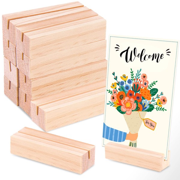 QUACOWW 10 Pieces Card Holder Place Card Holder Wooden Card Holder Vintage Wood Card Holder Photo Holder Table Number Holder Wedding Place Card Holder Rectangular Holder Wedding Party Place Card