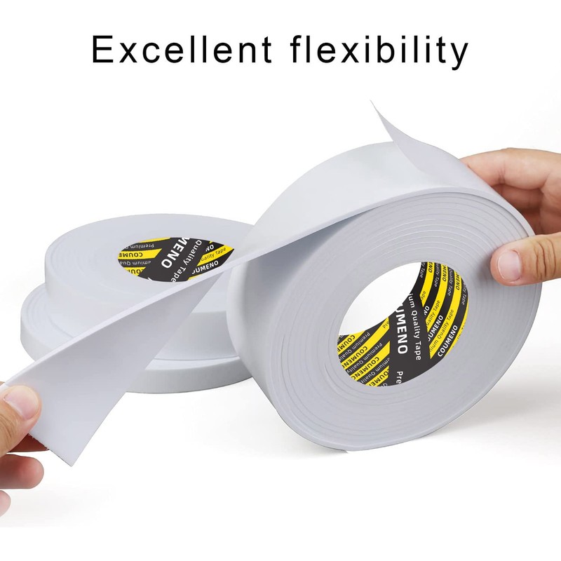 COUMENO EVA Single-Sided Adhesive White Foam Tape, Single-Sided Sealing Strip