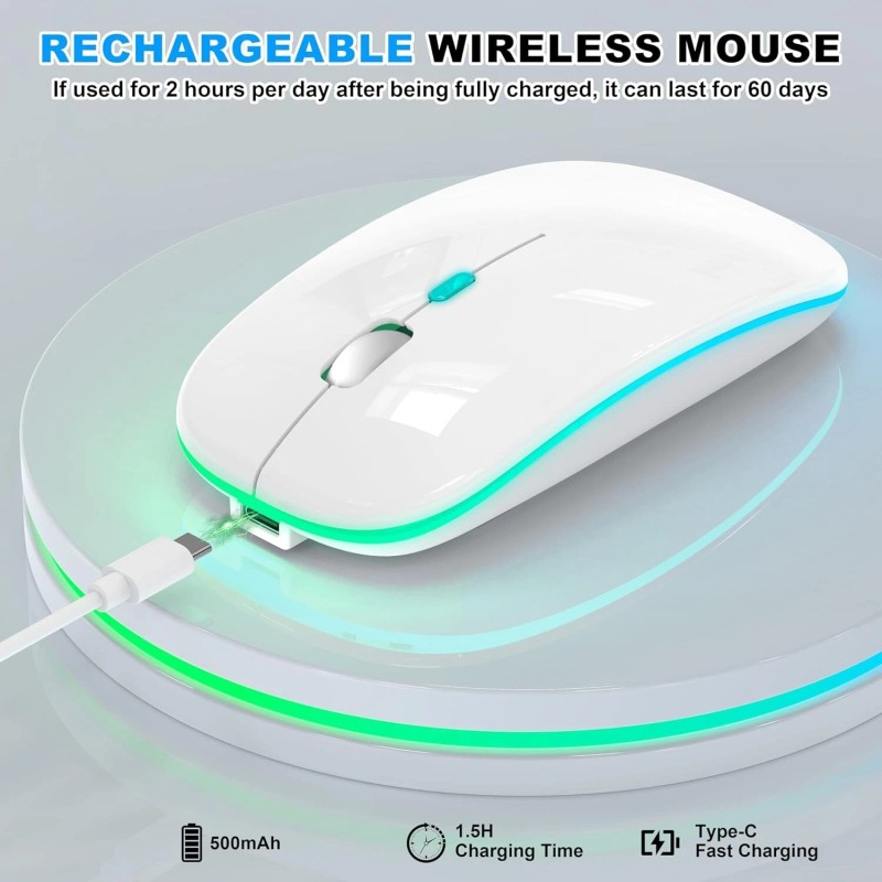 FYBC Bluetooth LED 2.4G Wireless Mouse Luminous Slim Design for