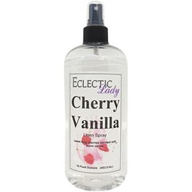 Cherry Vanilla Linen Spray (Double Strength), 16 ounces - Eclectic Lady Sheet and Linen Spray - No Artificial Colors, Parabens, or Preservatives - Long-Lasting Scent for Bed, Fabric & Pillow