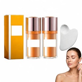2Pcs Crema Contorno de Ojos con Péptidos 5D Papa Feel y Herramienta Facial Gua Sha, Gel Antiaging para Bolsas y Ojeras, Tratamiento Reafirmante que Re