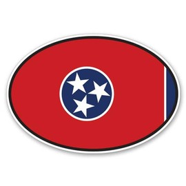 GT Graphics Tennessee State Flag Oval - Vinyl Sticker Waterproof Decal