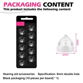 Hearing Aid Domes for Oticon Replacement, Hearing Aid Domes Oticon Minifit Open Domes 8 mm Single Layer, Washable, Antistatic, Bass Dome, Universal Domes for Replacement of Hearing Aids (1 Pack / 10