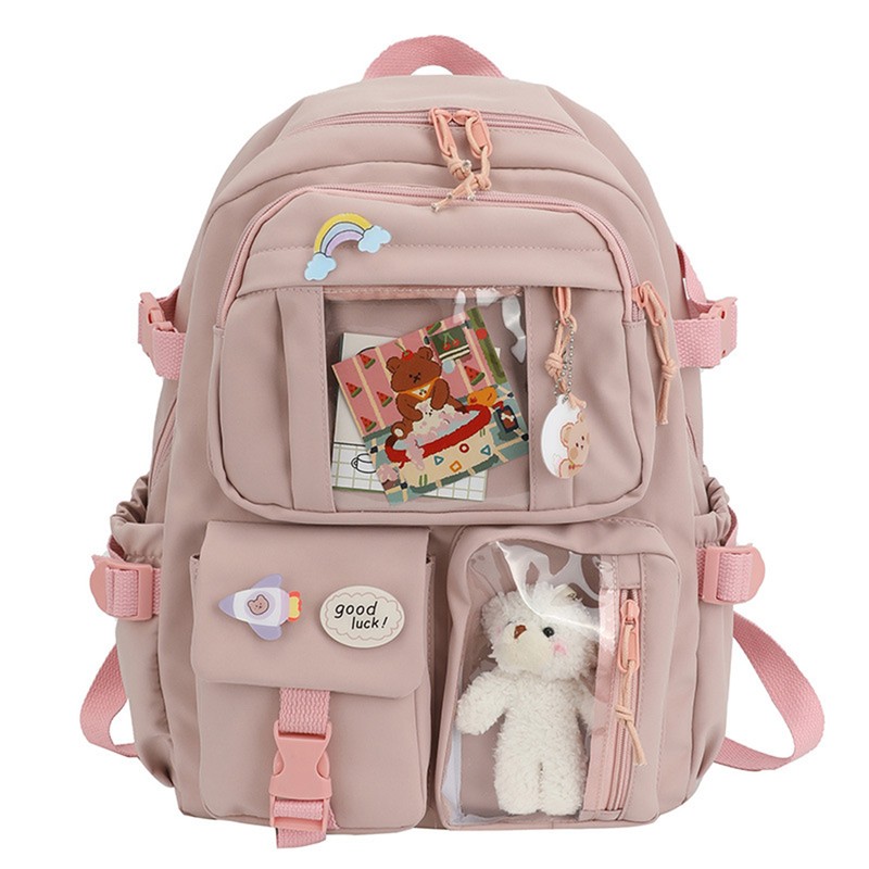 Kawaii Backpack Large Capacity Cute Bear Accessories Backpack for School
