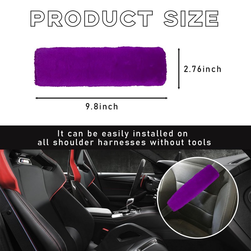 povtii 2PCS Car Seat Belt Cover Pad, Soft Auto Seatbelt