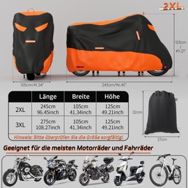 OFF WE GO Motorcycle Tarpaulin Waterproof Motorcycle Cover Outdoor Motorcycle Tarpaulin Breathable 210D Motorcycle Garage Reflective UV Protection Scooter Cover Bicycle Cover for Tarpaulin Indoor, XL