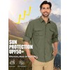 linlon Mens Safari Shirts Long Sleeve UV Protection Hiking Fishing